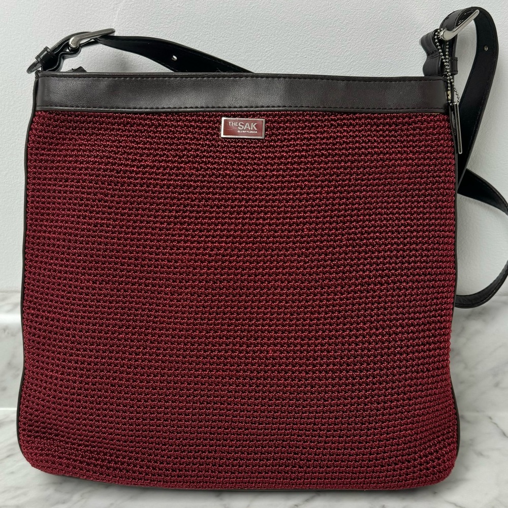 The Sak Crochet Shoulder Bag - Red Wine Color